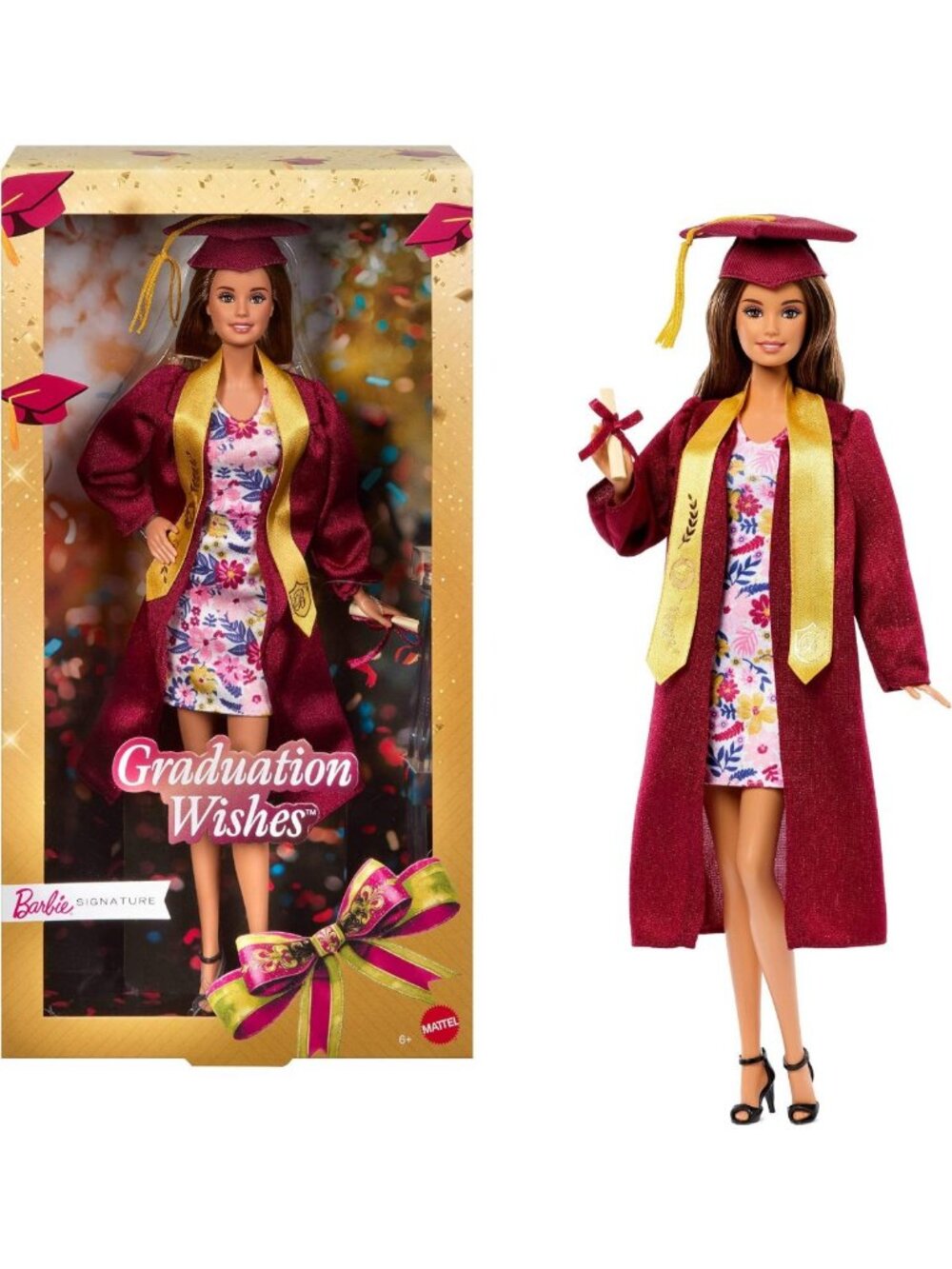 Graduation Wishes Fashion Doll in Burgundy Robe & Tassel Cap | Collectible Gift
